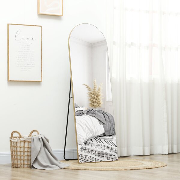 HOMCOM 150cm Arched Full Length Mirror - Gold Tone Aosom UK