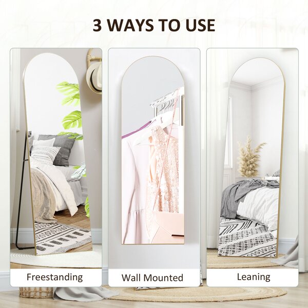 HOMCOM 150cm Arched Full Length Mirror - Gold Tone Aosom UK