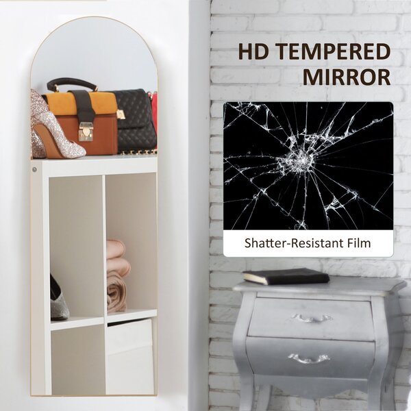 HOMCOM 150cm Arched Full Length Mirror - Gold Tone Aosom UK