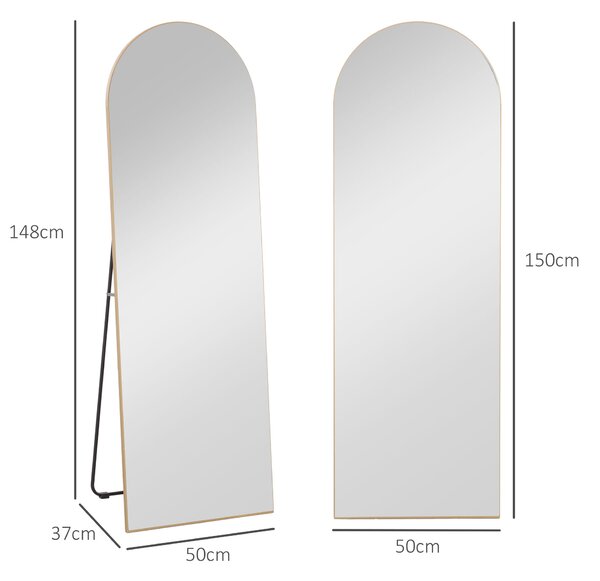 HOMCOM 150cm Arched Full Length Mirror - Gold Tone Aosom UK
