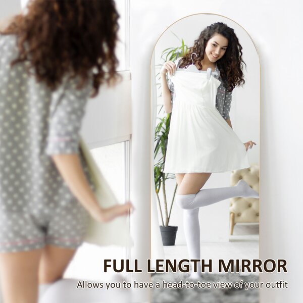 HOMCOM 150cm Arched Full Length Mirror - Gold Tone Aosom UK
