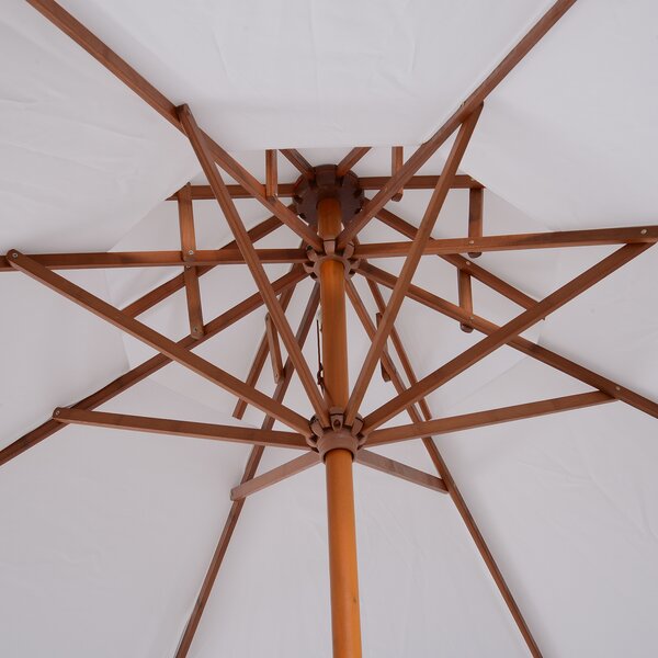 Outsunny Waterproof 2.7m Patio Umbrella Double Tier Garden Parasol Umbrella Outdoor Sun Umbrella Sunshade Bamboo Parasol Cream White Aosom UK