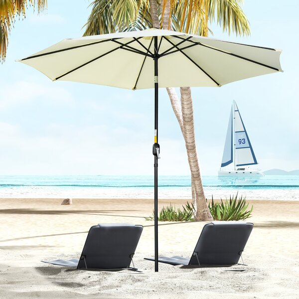 Outsunny 3m Outdoor Garden Umbrella, Tilting Garden Parasol with 8 Ribs, Crank Handle for Balcony and Garden Shade, Beige Aosom UK