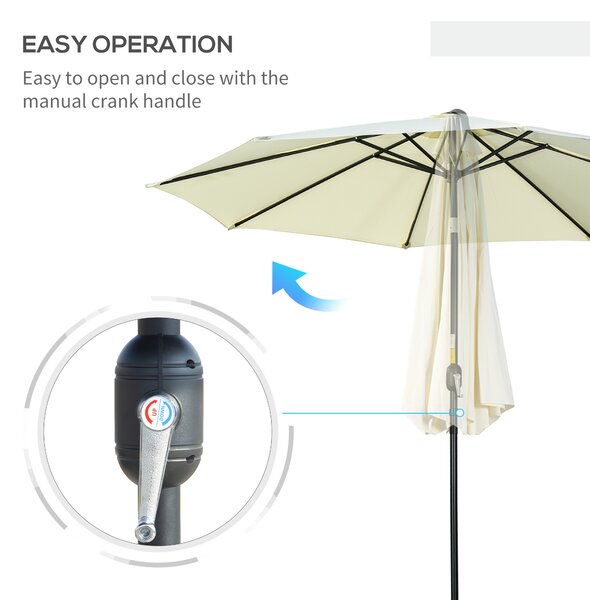 Outsunny 3m Outdoor Garden Umbrella, Tilting Garden Parasol with 8 Ribs, Crank Handle for Balcony and Garden Shade, Beige Aosom UK