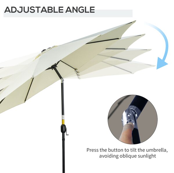 Outsunny 3m Outdoor Garden Umbrella, Tilting Garden Parasol with 8 Ribs, Crank Handle for Balcony and Garden Shade, Beige Aosom UK