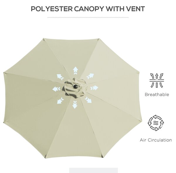 Outsunny 3m Outdoor Garden Umbrella, Tilting Garden Parasol with 8 Ribs, Crank Handle for Balcony and Garden Shade, Beige Aosom UK