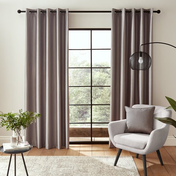 Catherine Lansfield Faux Silk Blackout Thermal Eyelet Curtains