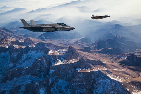 Photography Fighter Jets flying over mountains at dusk, guvendemir