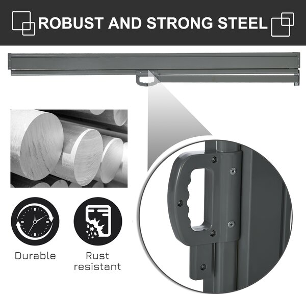 Outsunny Retractable Side Awning, 3x1.6m Sun Screen Fence for Patio Garden Balcony Privacy Divider, Grey