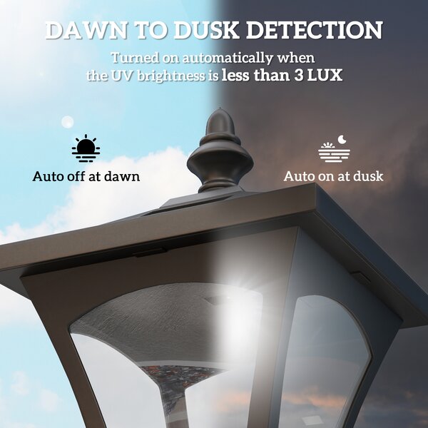 Outsunny Outdoor Solar Powered Post Lamp Sensor Dimmable LED Lantern Bollard Pathway 1.2M Tall – Black Aosom UK