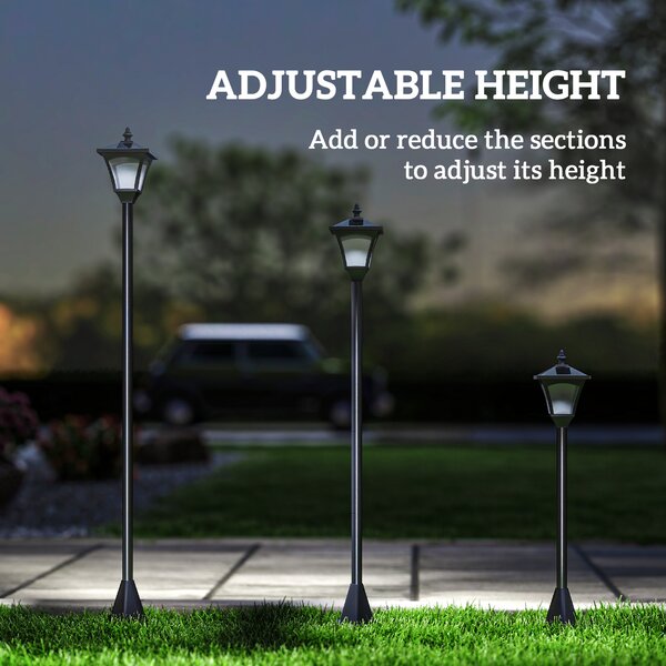 Outsunny Outdoor Solar Powered Post Lamp Sensor Dimmable LED Lantern Bollard Pathway 1.2M Tall – Black Aosom UK