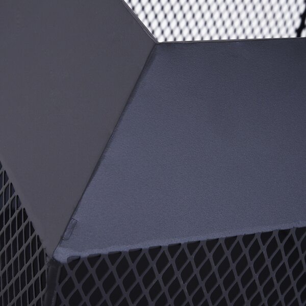 Outsunny Outdoor Fire Pit: Stylish Centrepiece for Alfresco Evenings, Mesh Design with Lid, Log Grate & Poker, Black Aosom UK