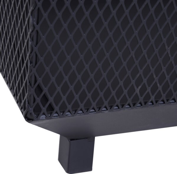 Outsunny Outdoor Fire Pit: Stylish Centrepiece for Alfresco Evenings, Mesh Design with Lid, Log Grate & Poker, Black Aosom UK
