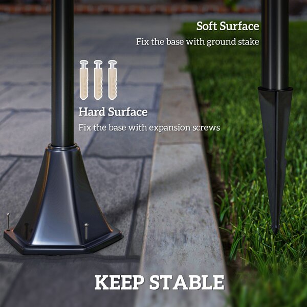 Outsunny Outdoor Solar Powered Post Lamp Sensor Dimmable LED Lantern Bollard Pathway 1.6M Tall – Black