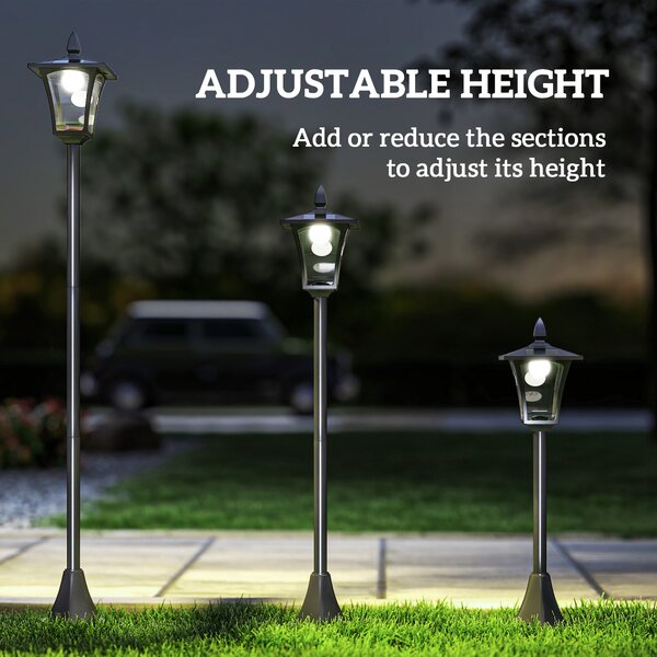 Outsunny Outdoor Solar Powered Post Lamp Sensor Dimmable LED Lantern Bollard Pathway 1.6M Tall – Black