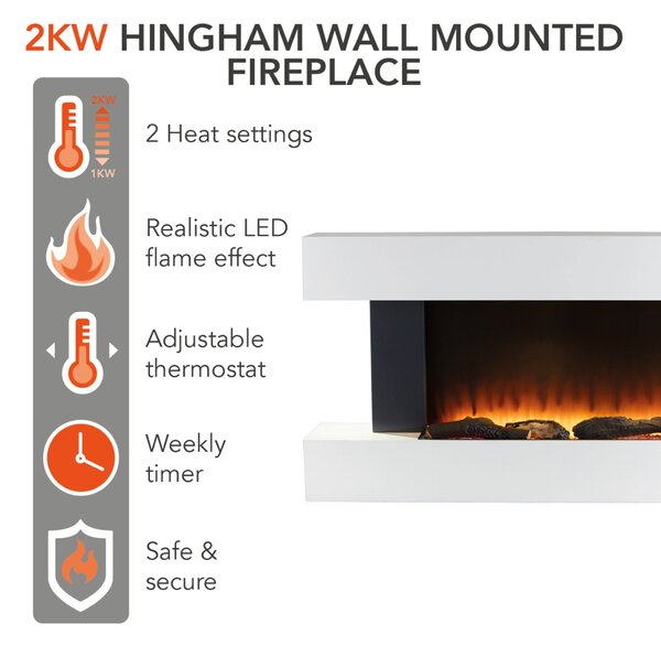 2000W Hingham Wall Mounted Fireplace