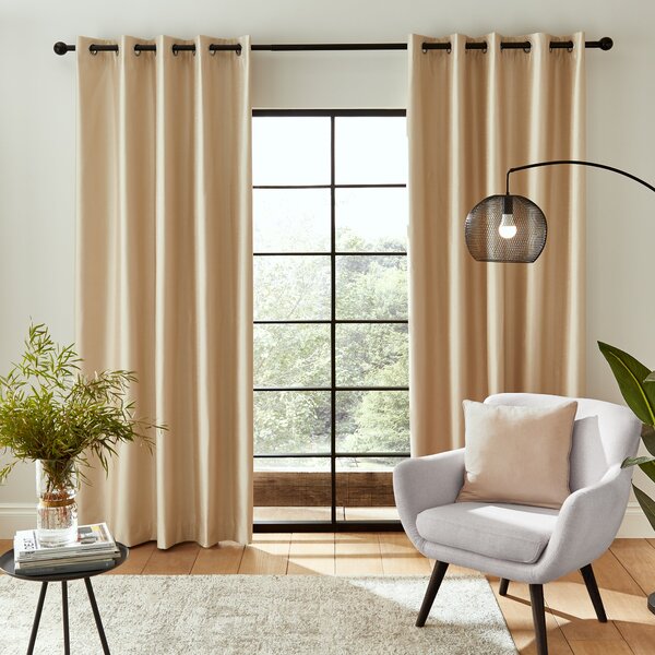 Catherine Lansfield Faux Silk Blackout Thermal Eyelet Curtains