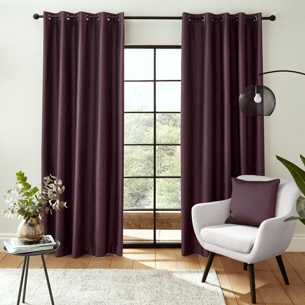 Catherine Lansfield Faux Silk Blackout Thermal Eyelet Curtains