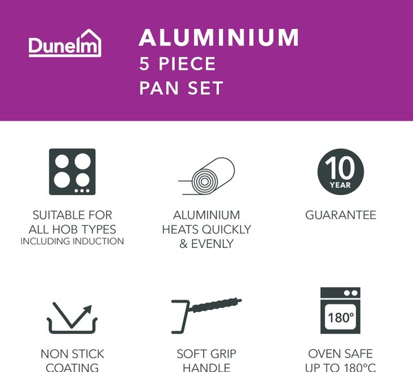 Non-Stick Aluminium 5 Piece Pan Set