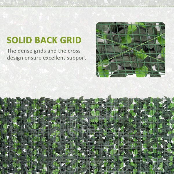 Outsunny Artificial Leaf Hedge Screen Privacy Fence Panel for Garden Outdoor Indoor Decor 3M x 1M Light Green and Dark Green Aosom UK
