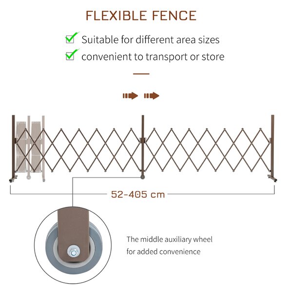 Outsunny Expanding Trellis Fence Freestanding Movable Fence Foldable Garden Screen Panel Aluminium, 405cm x 103.5cm, Dark Brown Aosom UK