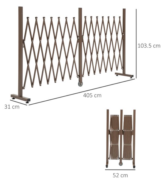 Outsunny Expanding Trellis Fence Freestanding Movable Fence Foldable Garden Screen Panel Aluminium, 405cm x 103.5cm, Dark Brown Aosom UK