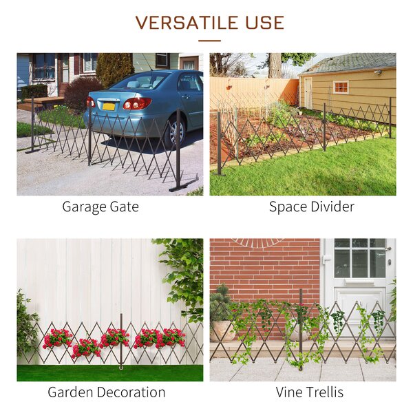 Outsunny Expanding Trellis Fence Freestanding Movable Fence Foldable Garden Screen Panel Aluminium, 405cm x 103.5cm, Dark Brown Aosom UK