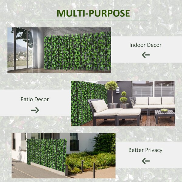 Outsunny Artificial Leaf Hedge Screen Privacy Fence Panel for Garden Outdoor Indoor Decor 3M x 1M Light Green and Dark Green Aosom UK