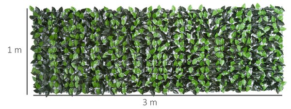 Outsunny Artificial Leaf Hedge Screen Privacy Fence Panel for Garden Outdoor Indoor Decor 3M x 1M Light Green and Dark Green Aosom UK
