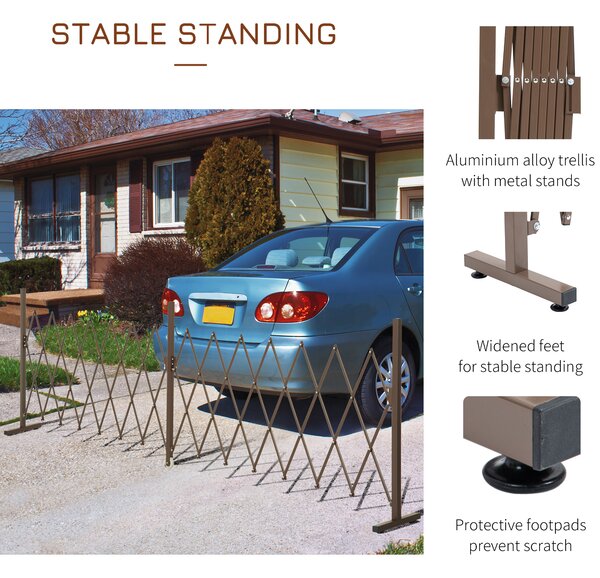 Outsunny Expanding Trellis Fence Freestanding Movable Fence Foldable Garden Screen Panel Aluminium, 405cm x 103.5cm, Dark Brown Aosom UK
