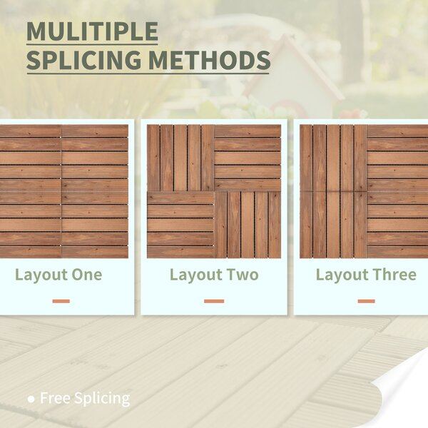 Outsunny 27 Pcs Floor Tiles Interlocking Solid Wood DIY Deck Tiles Indoor Outdoor Flooring Aosom UK Aosom UK