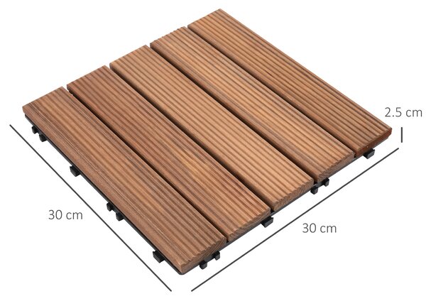 Outsunny 27 Pcs Floor Tiles Interlocking Solid Wood DIY Deck Tiles Indoor Outdoor Flooring Aosom UK Aosom UK