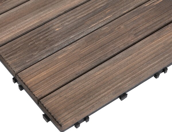 Outsunny 27 Pcs Solid Wood Interlocking Decking Tiles For Patio, Balcony, Roof Terrace, Hot Tub, Black, (30 x 30 cm Per Piece)