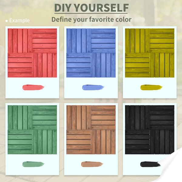 Outsunny 27 Pcs Floor Tiles Interlocking Solid Wood DIY Deck Tiles Indoor Outdoor Flooring Aosom UK Aosom UK