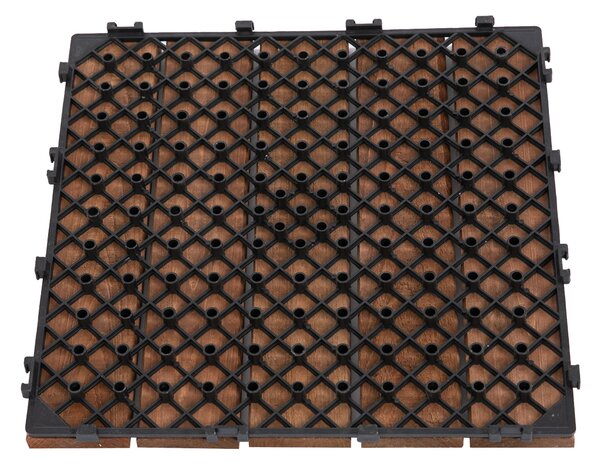 Outsunny 27 Pcs Floor Tiles Interlocking Solid Wood DIY Deck Tiles Indoor Outdoor Flooring Aosom UK Aosom UK