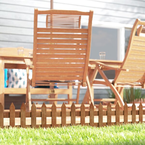 Outsunny 60L x 1D x 34H cm Pack of 12 Wooden Border Fences, Garden Fixed Picket Fence for Lawn Edging, Flowerbed, Brown Aosom UK