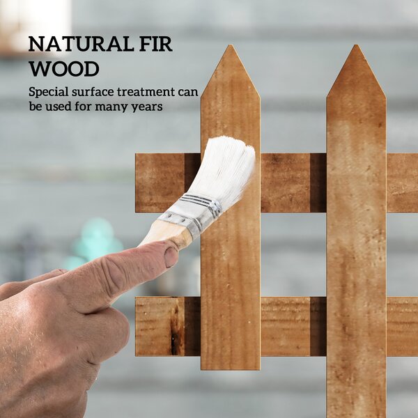 Outsunny 60L x 1D x 34H cm Pack of 12 Wooden Border Fences, Garden Fixed Picket Fence for Lawn Edging, Flowerbed, Brown Aosom UK