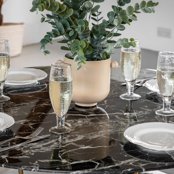 Franca 4 Seater Dining Table, Black Marble Effect