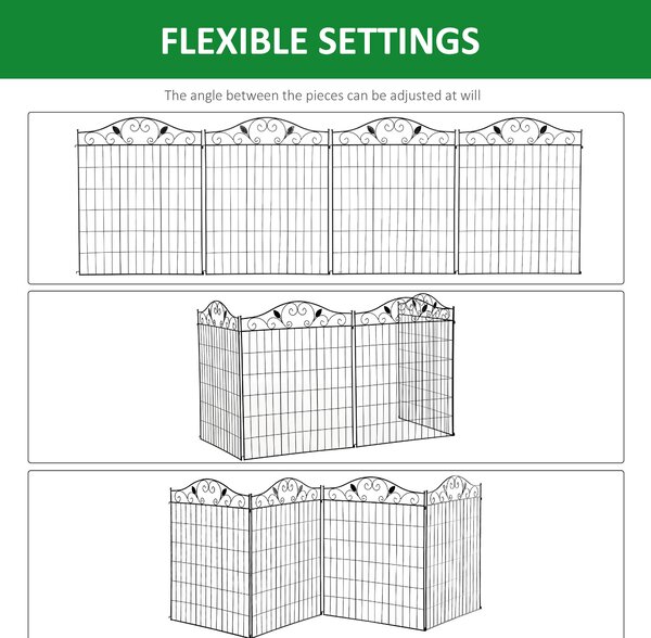 Outsunny Decorative Fence Panels Adjustable Angle Decorative Garden Screens Easy Installation 44in x 12ft, Black Aosom UK