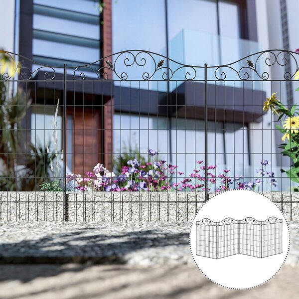Outsunny Decorative Fence Panels Adjustable Angle Decorative Garden Screens Easy Installation 44in x 12ft, Black Aosom UK