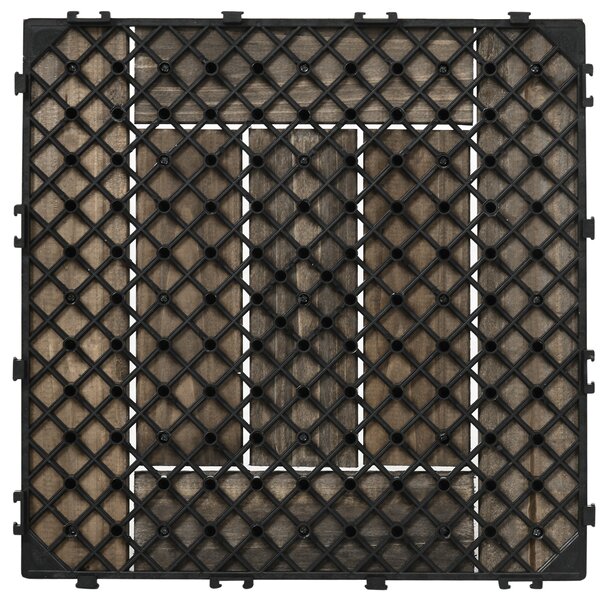 Outsunny 27 Pcs Wooden Interlocking Decking Tiles, 30 x 30 cm Outdoor Flooring Tiles, 2.5m2 per Pack, for Patio, Balcony Terrace Hot Tub Aosom UK