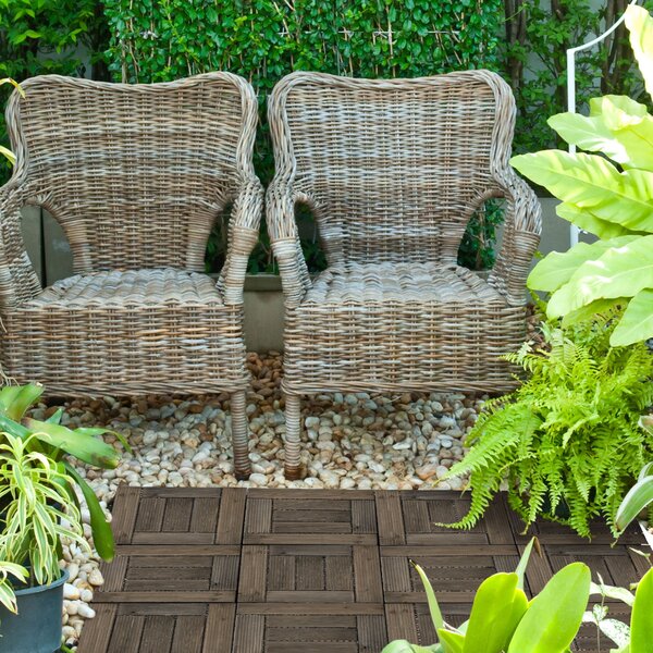 Outsunny 27 Pcs Wooden Interlocking Decking Tiles, 30 x 30 cm Outdoor Flooring Tiles, 2.5m2 per Pack, for Patio, Balcony Terrace Hot Tub Aosom UK