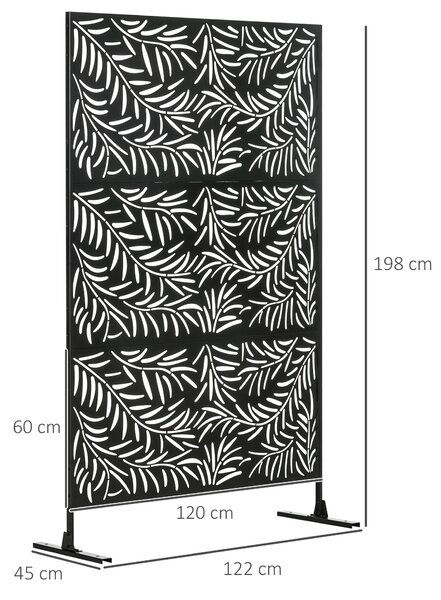 Outsunny Outdoor Privacy Screen w/ Stand & Ground Stakes, 6.5FT Metal Outdoor Divider, Decorative Privacy Panel for Garden Branch Style Aosom UK
