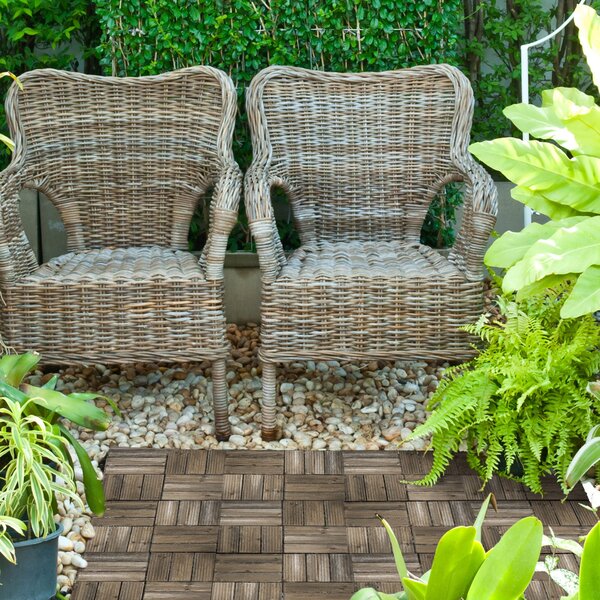 Outsunny 27 Pcs Wooden Interlocking Decking Tiles, Outdoor Flooring Tiles for Patio, Balcony, Terrace, 30 x 30 cm per Piece, Charcoal Grey Aosom UK