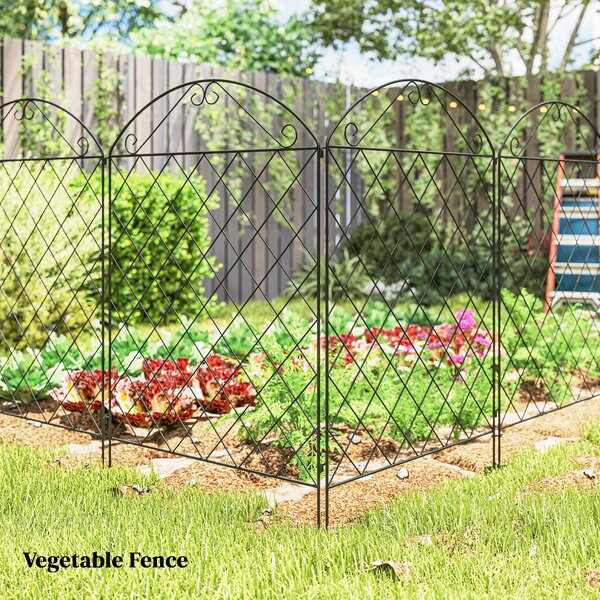 Outsunny Decorative Fence, 43in x 11.5ft Outdoor Picket Panels, 4PCs Rustproof Metal Wire Landscape Flower Bed Border Edging, Black Aosom UK