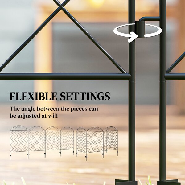 Outsunny Decorative Fence, 43in x 11.5ft Outdoor Picket Panels, 4PCs Rustproof Metal Wire Landscape Flower Bed Border Edging, Black Aosom UK