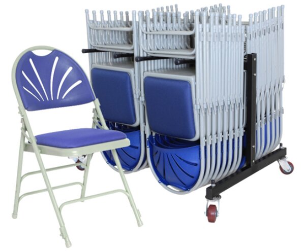 Deluxe Padded Folding Chair Bundle Deal (28 Chairs & 1 Trolley), Charcoal