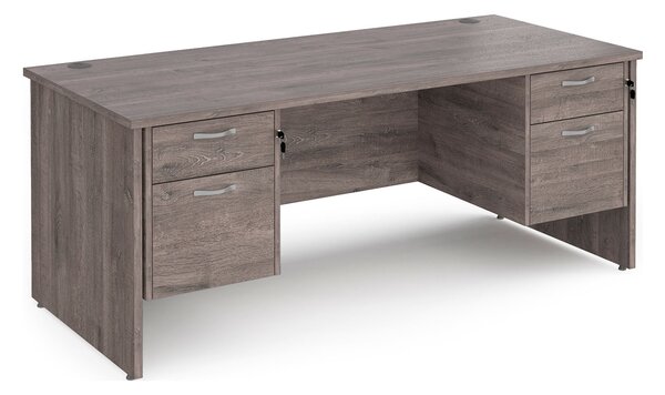 Value Line Deluxe Panel End Executive Desk 2+2 Drawers, 180wx80dx73h (cm), Grey Oak