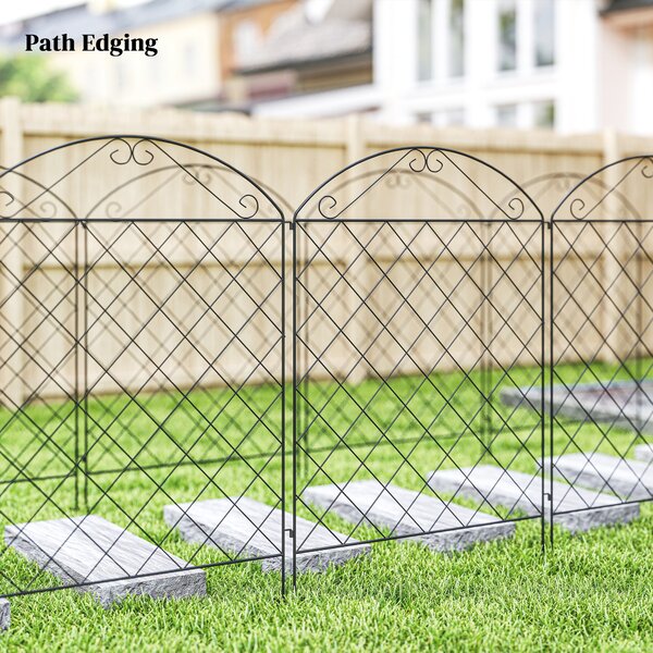 Outsunny Decorative Fence, 43in x 11.5ft Outdoor Picket Panels, 4PCs Rustproof Metal Wire Landscape Flower Bed Border Edging, Black Aosom UK