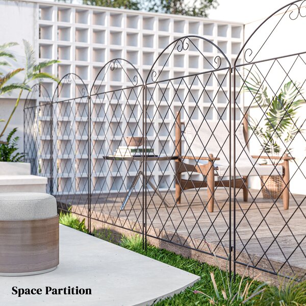Outsunny Decorative Fence, 43in x 11.5ft Outdoor Picket Panels, 4PCs Rustproof Metal Wire Landscape Flower Bed Border Edging, Black Aosom UK